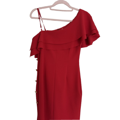 Women’s Red One-Shoulder Ruffle Dress