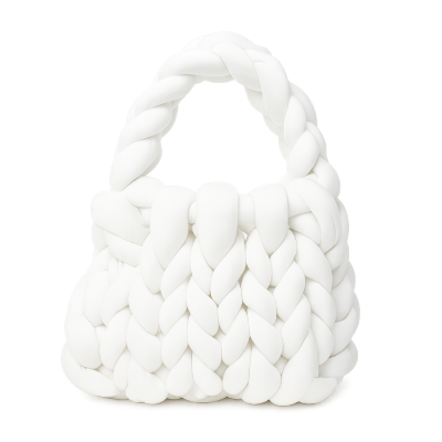 Handmade White Chunky Knit Handbag