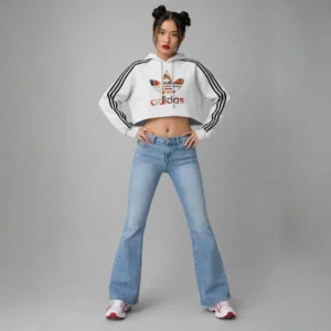 Adidas White Cropped Hoodie